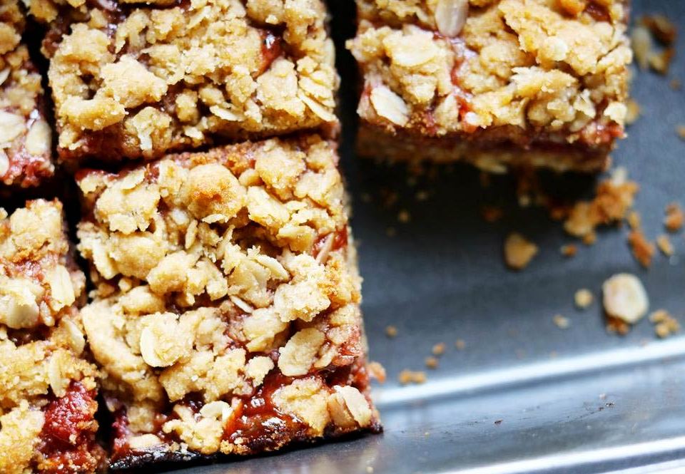 Peanut Butter & Strawberry Jelly Oat Bar Squares